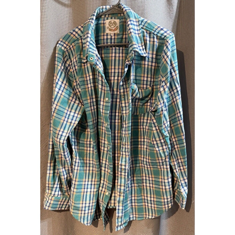 Bling A GOGO Ladies Flannel Pearl Snap Long Sleeve Shirt XL